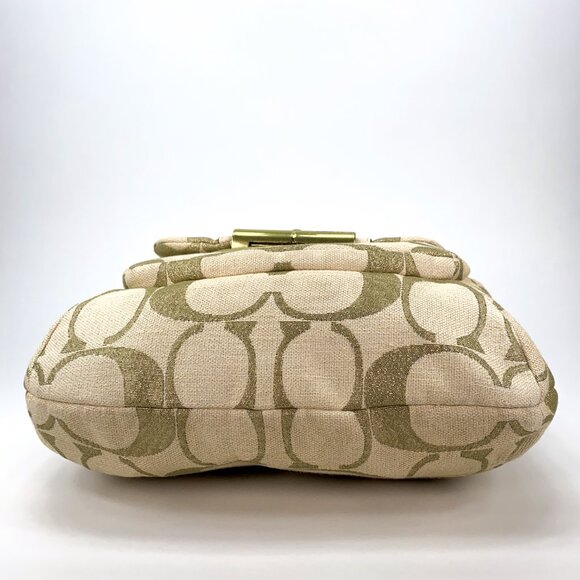 COACH Kristin Signature C Beige Gold Linen Hobo Handbag - M1082-16817 - Picture 5 of 14
